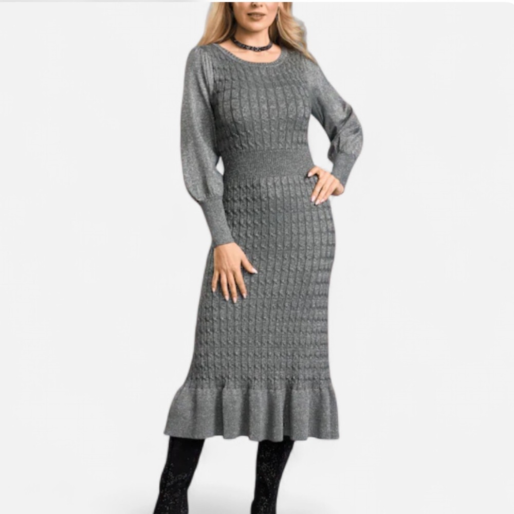 Midnight Velvet Ramelyn Cable Knit Sweater Sheath Dress Size XL New